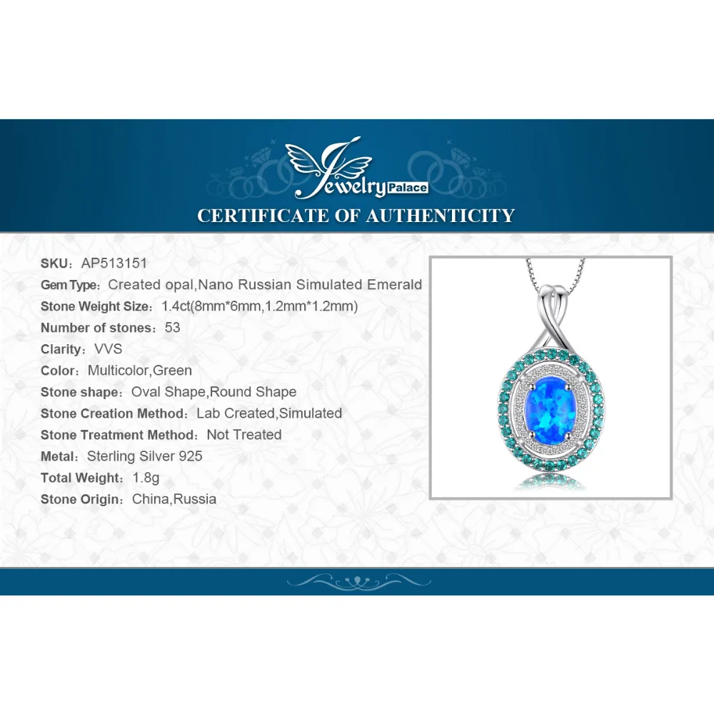 Jpalace 1.5ct кулоны с опалом изумрудное ожерелье подвеской 925 драгоценные камни из