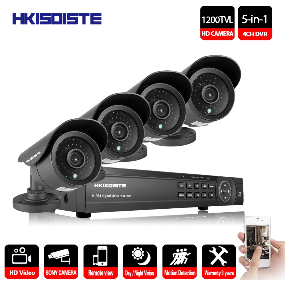 HKIXDISTE 4CH 1080P HDMI DVR SONY 1200TVL HD наружная система безопасности 4 канала CCTV AHD НАБОРЫ