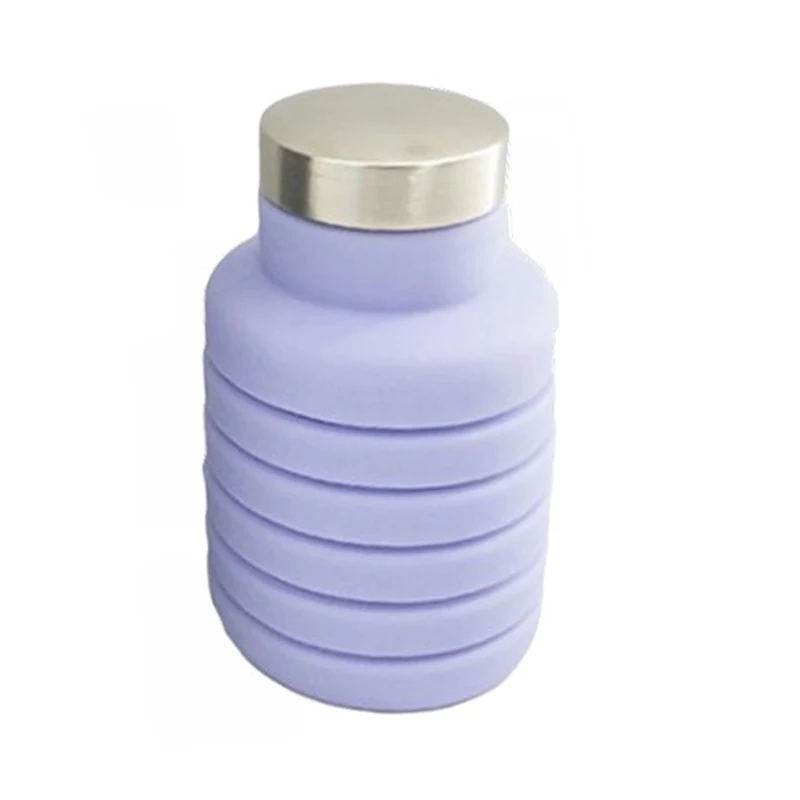 Purple 500 мл портативная силиконовая бутылка для воды, Выдвижная складная кофейная бутылка, для путешествий, для питья, складной спортивный чайник для напитков - Цвет: Purple