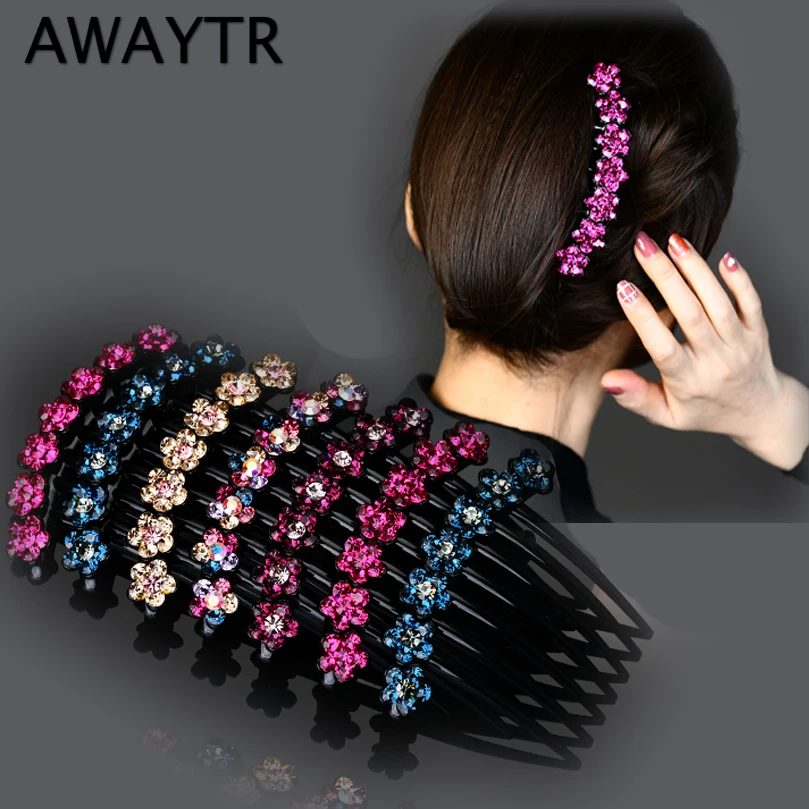 Женские заколки для волос AWAYTR с кристаллами и цветами аксессуары волос| |