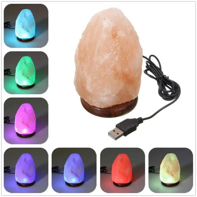 Himalayan salt lamp 7 colors crystal allies gallery flqmmable natural rock relieve pressure ai | Лампы и освещение