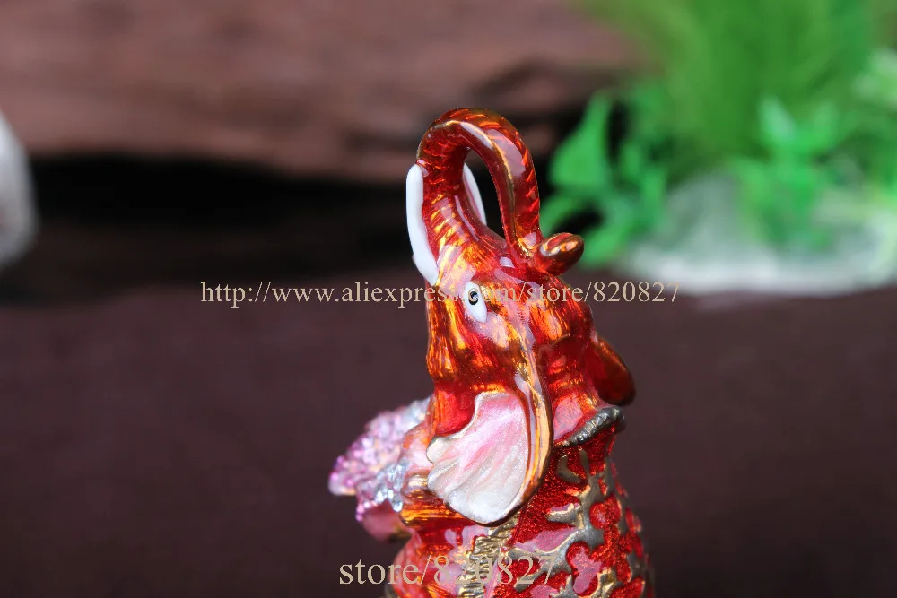 Антиквариат коробка слона ручной работы Кристальный металлический держатель