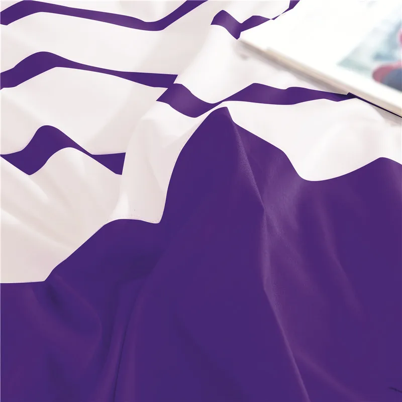 Домашний текстиль фиолетовый цвет полоса свежей Стиль Queen Размеры Постельное