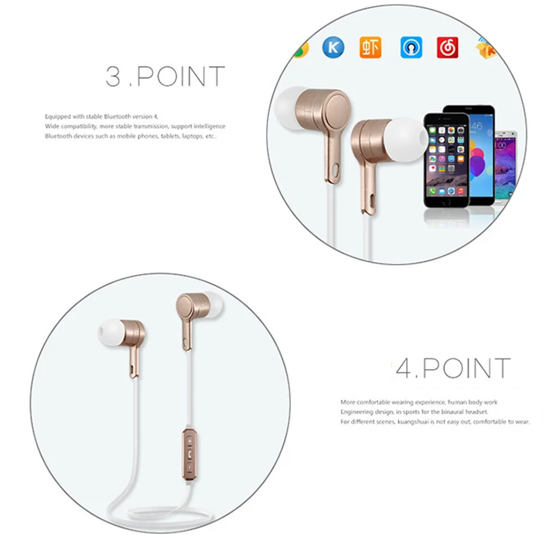 Bluetooth Спорт Бег Наушники-вкладыши Портативный HIFI музыке стерео гарнитура