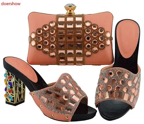 Doershow/Новинка комплект из итальянских туфель и сумочки синего цвета женских в