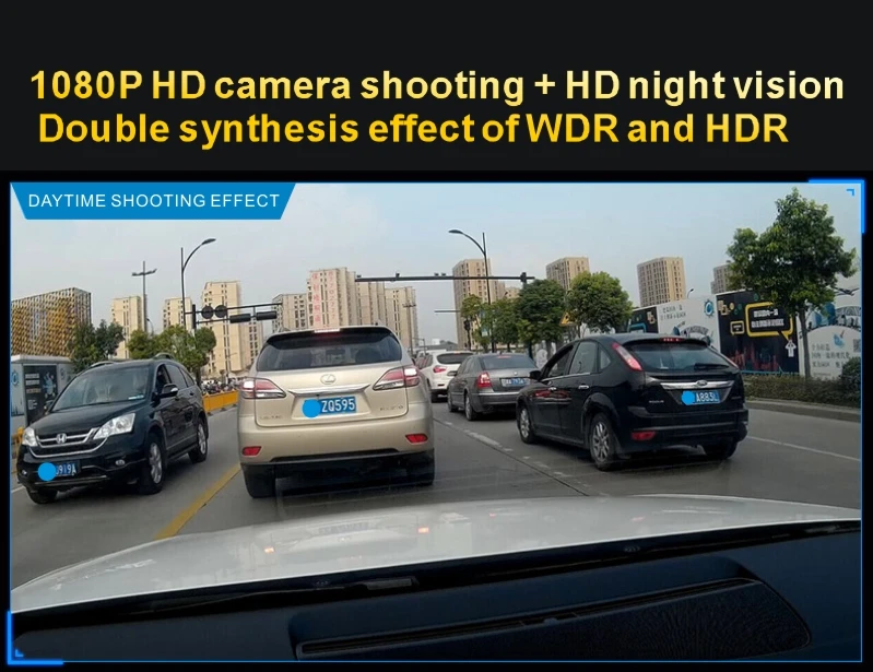 Автомобильный dvr 360 градусов панорамная Камера мониторинга 2 ch dash cam зеркало Full HD
