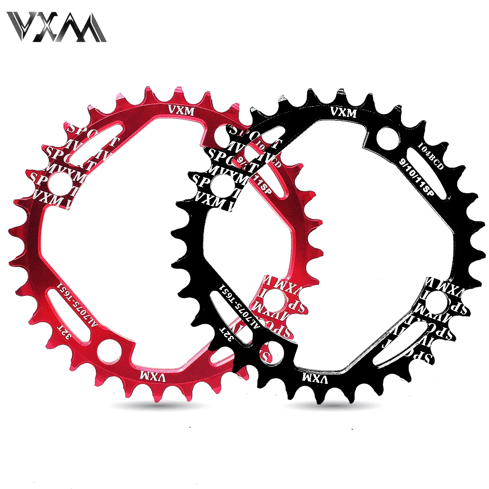 VXM круглая узкая широкая цепь MTB велосипед новейший дизайн полый Сверхлегкий 104BCD 32T 34T Звездочка 7075-T6 круглая шатунная пластина