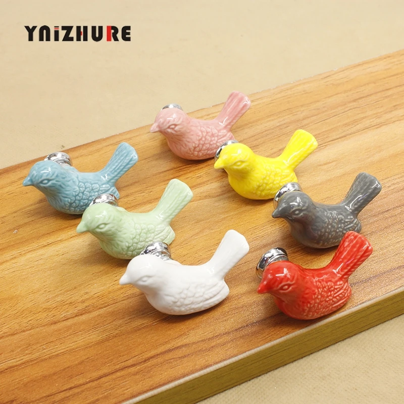 Керамические ручки ящика для шкафа в виде мультяшной птицы новинка креативные