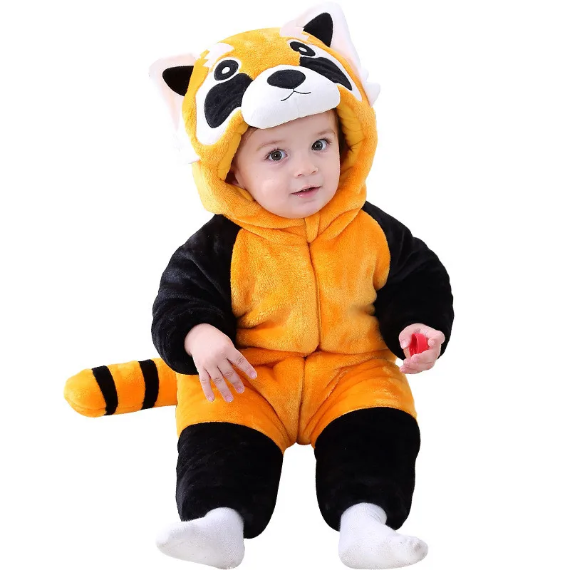 3D Cute Animal Cartoon Raccoon Baby Rompers Winter Baby Boy Girls Clothing Cotton Baby Romper Long Sleeve Newbore Rompers Hooded