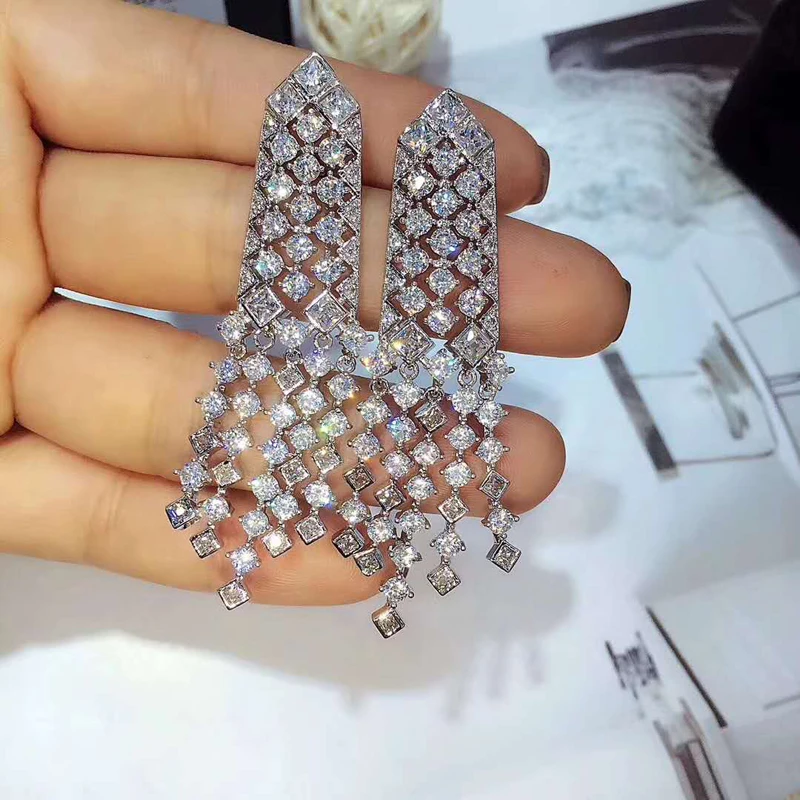 Серьги кисточки Be8 с фианитом AAA + модные серьги кисточками уникальные украшения