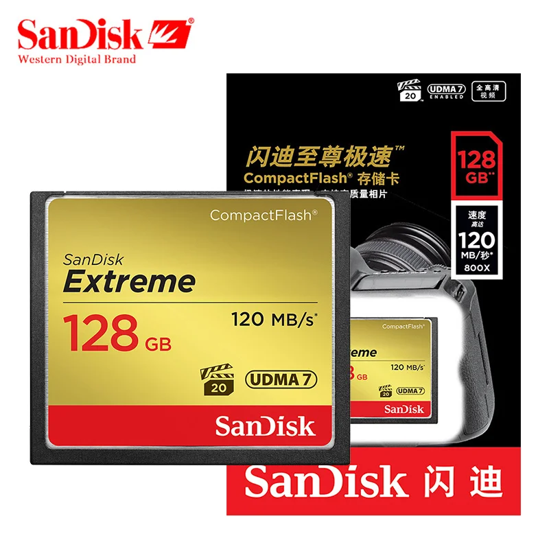 Sandisk Экстрим CF карт объемом памяти 32 Гб или 64 ГБ 128 CompactFlash карты 120 МБ/с. 800X
