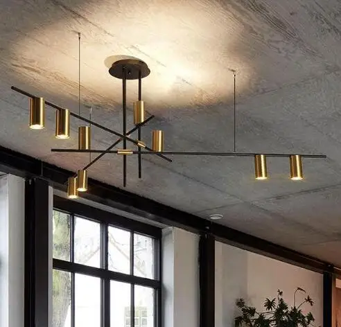 9 light gold L200cm Европейский Уникальный дизайн вращающаяся светодиодная люстра GU10 для гостиной металлическая светодиодная подвесная люстра освещение светодиодные светильники - Цвет абажура: 9 light gold L200cm