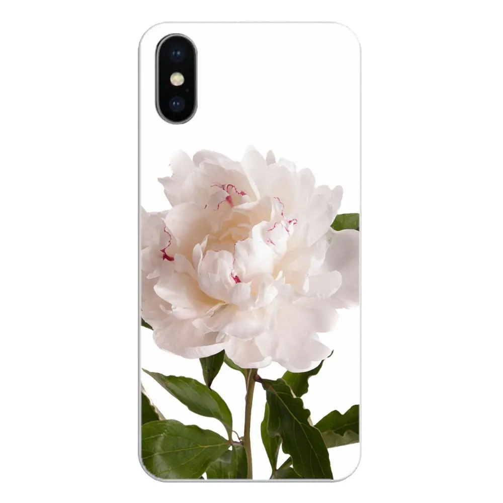 Transparent Soft Shell Covers Sweet peony White flowers For Samsung Galaxy Note 8 9 S9 S10 A8 A9 Star Lite Plus A6S A9S |