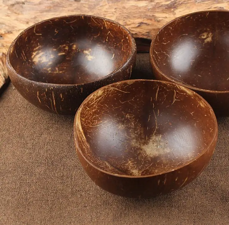 

Creative Natureal Coconut Bowl Eco Friendly Soup Salad Noodle Rice Bowl Wooden Fruit Bowls Handicraft Art Work Decoration SN1845