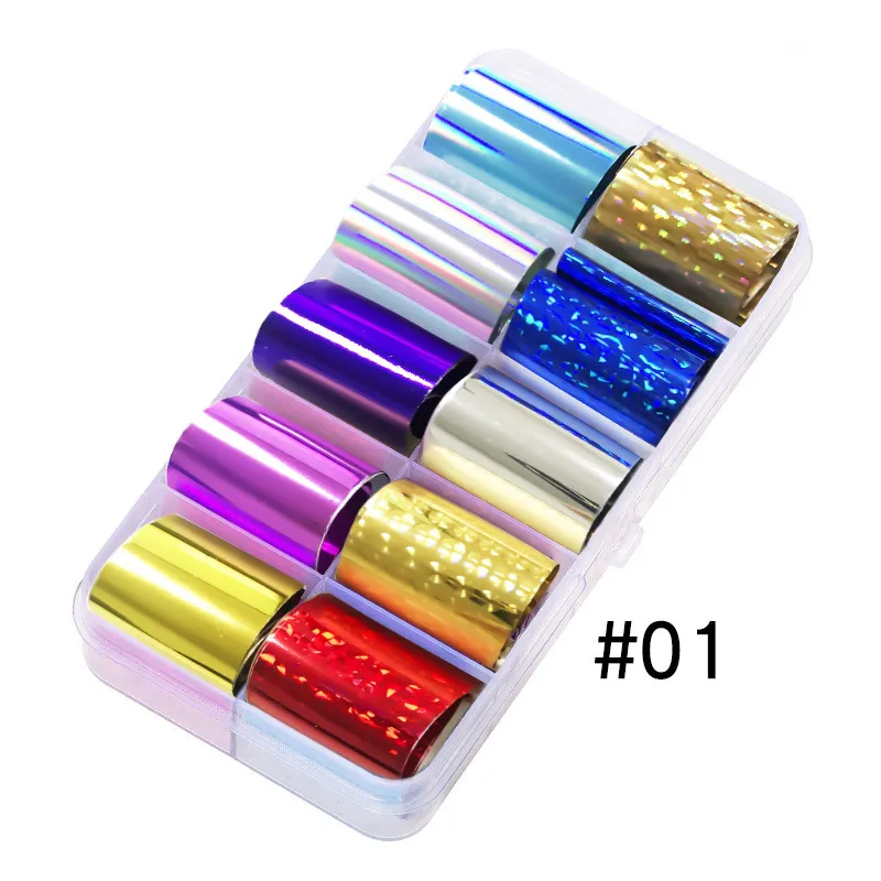 

Charm Nail Foils Polish Stickers Metal Color Starry Paper Transfer Foil Wraps Adhesive Decals Nail Art Decorations