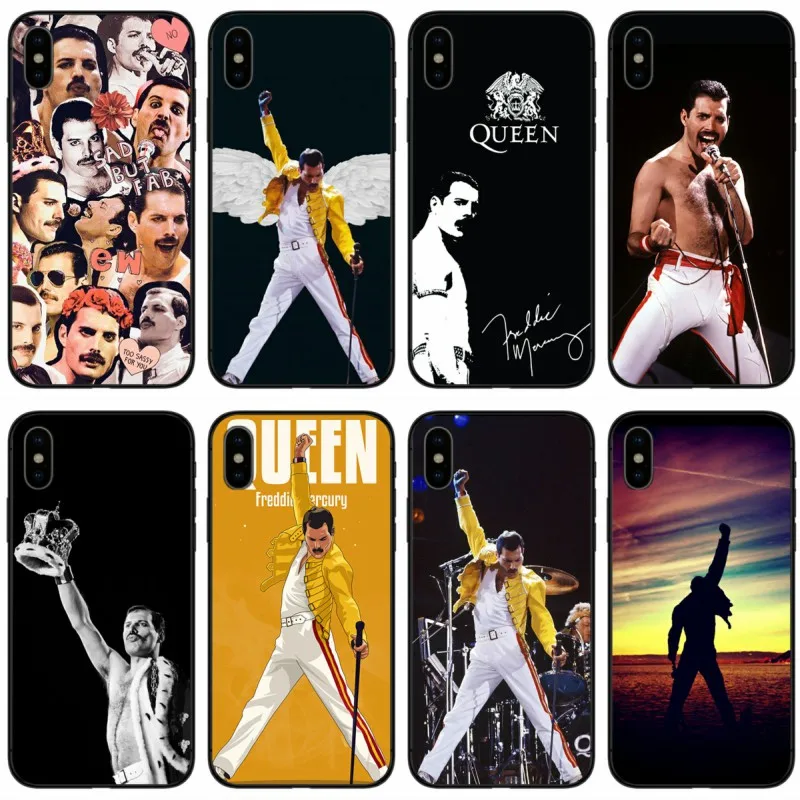 Чехол Freddie Mercury Queen band мягкий силиконовый черный чехол для телефона iPhone 6 6plus 7 8plus 5 5S