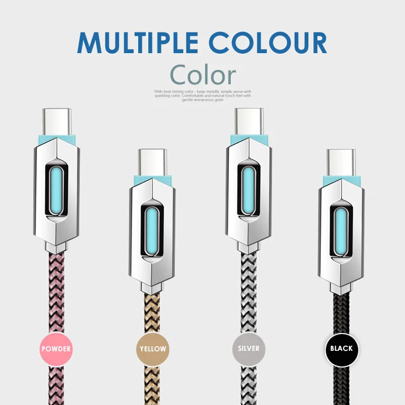 Overfly type c кабель со светодиодный светильник 1 м кабели для зарядного устройства USB