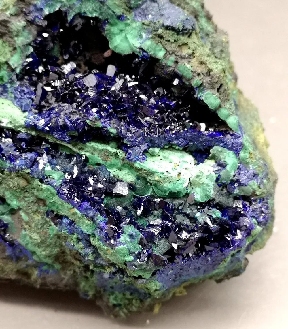 372 г натуральный Блестящий Azurite/Малахитовый симбиотический минеральный кристалл