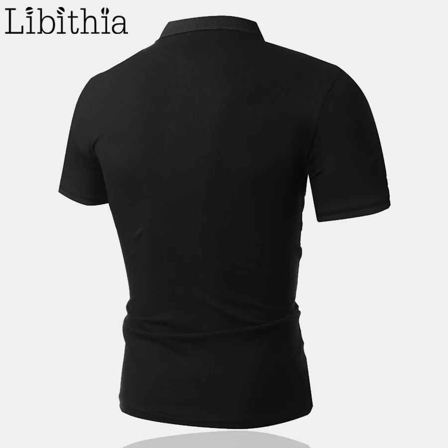 Мужская приталенная рубашка с коротким рукавом черная/белая/хаки поло китайским