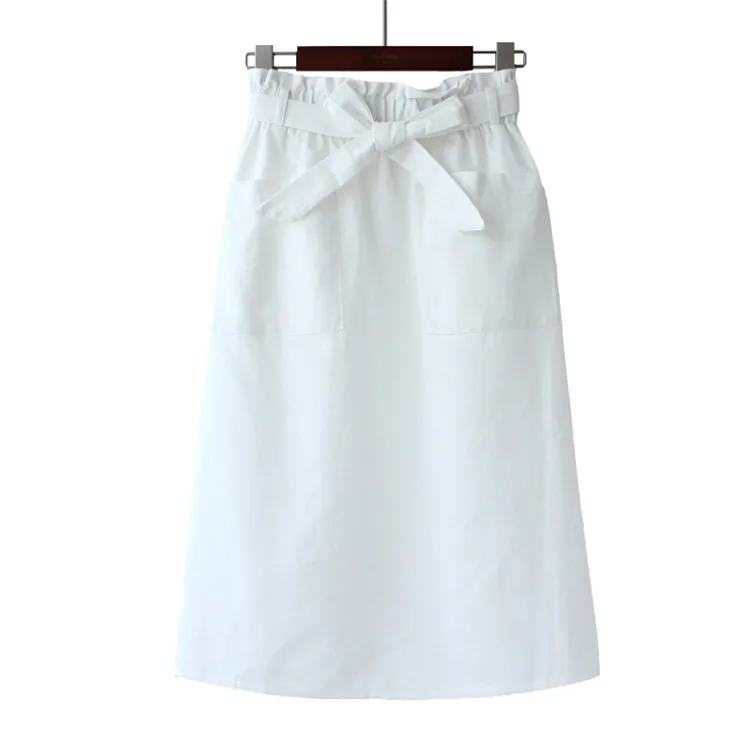 2019 Модные женские юбки с высокой талией пояс бантом женская летняя хлопковая