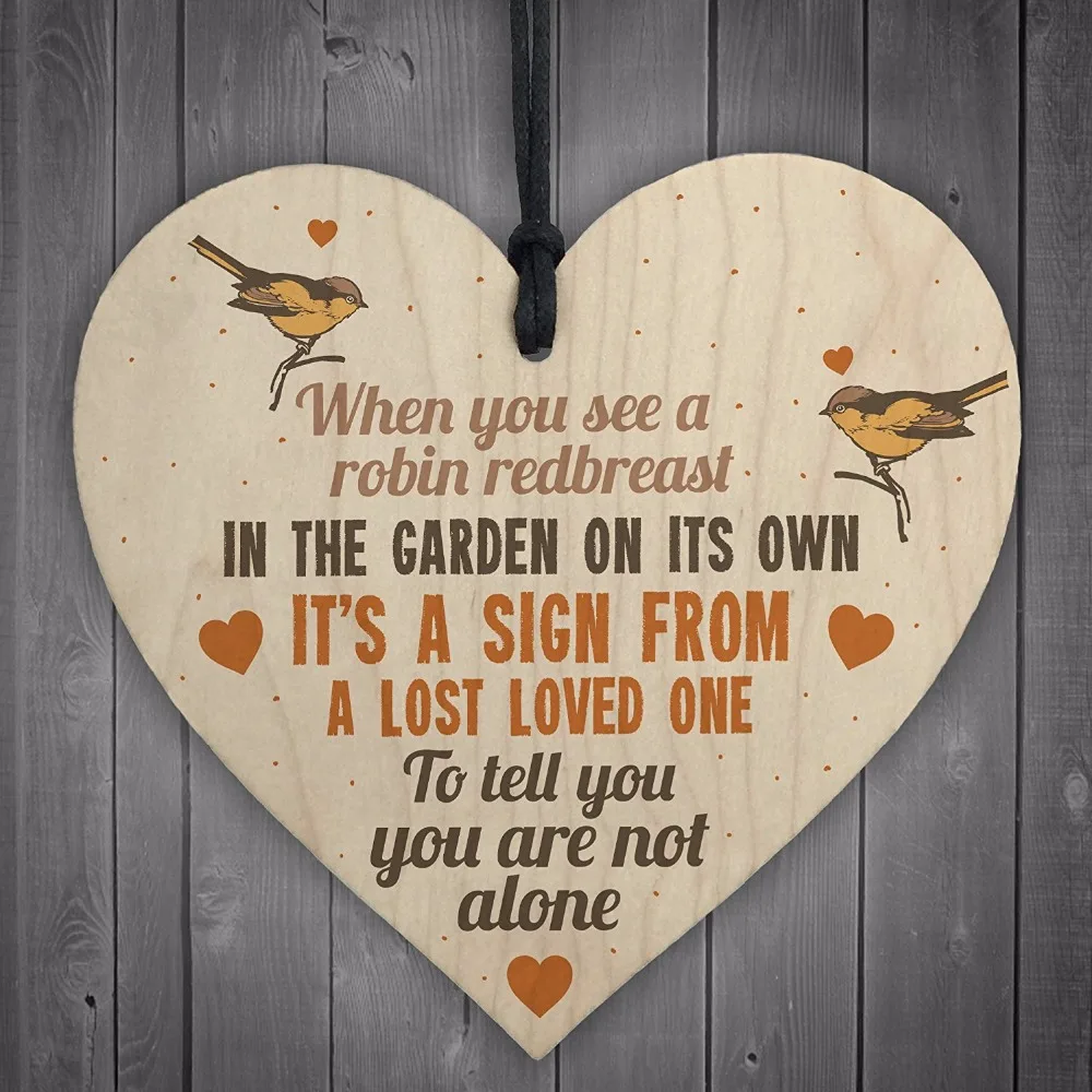Meijiafei Robin Redbreast Memorial Bereavement Family Friend Nan Mum Dad Hanging Plaque Grave Sign | Дом и сад
