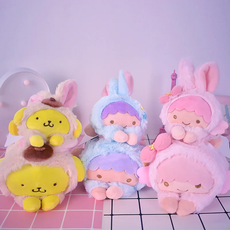 Cute pink blue cinnamon dog merlot * di turned into a small rabbit prone posture figure pudding-dog lazy egg hang decoration | Игрушки и