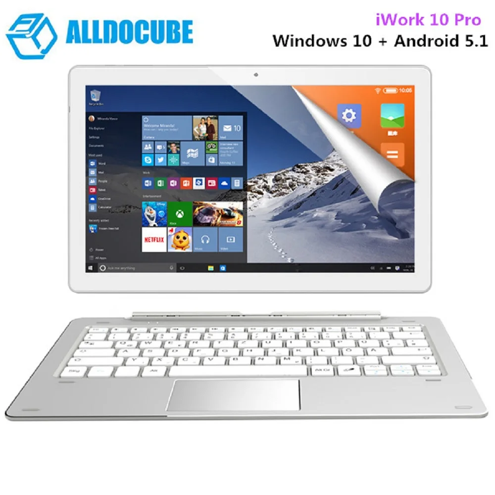 ALLDOCUBE IWork 10 Pro планшетный ПК 1 дюймов Windows Android 5 Intel Cherry Trail X5-Z8350 четырехъядерный 44