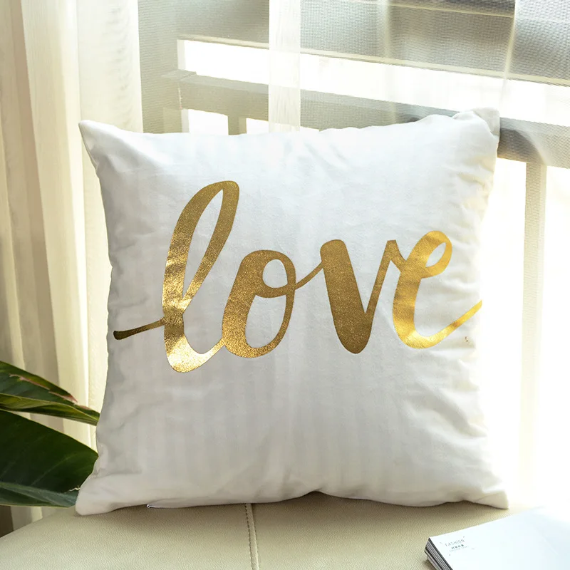 45*45cm New Arrival Modern and Simple Hight Quailty Bedroom living room Bronzing Gold Flax Cotton Pillow Case | Дом и сад