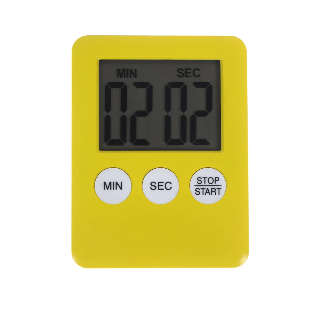 yellow Горячая Новинка 1 шт 3 цвета супер тонкий lcd цифровой экран кухонный таймер квадратный кухонный будильник прямого и обратного счета магнитные часы - Цвет: yellow