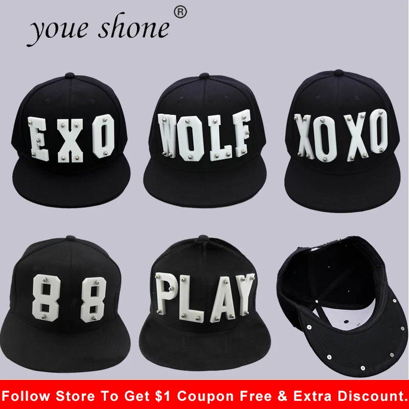 EXO волк играть Бейсбол Кепки s Для мужчин женщин хип-хоп ВС Hat фуражке Casquette Sunbonnet