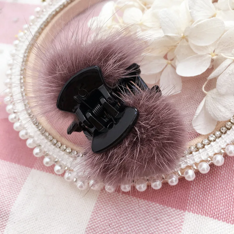 Искусственный меховой шарик элегантные Когти для волос пушистые аксессуары