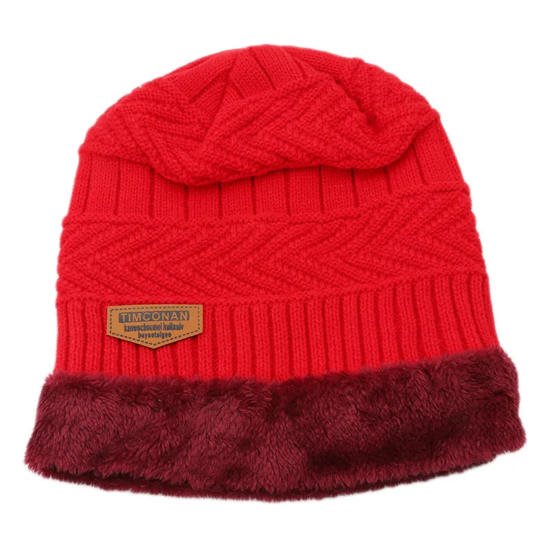 Red cap Новая вязаная зимняя шапка, шарф вязаные шапочки мужские зимние шапки вязаные шапки капот мужские и женские шапочки повседневные шеи теплые - Цвет: Red cap