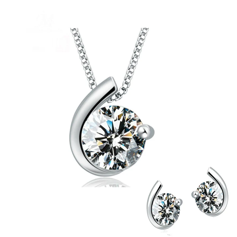 Женские серьги гвоздики с кристаллами 1 комплект|silver plated jewelry|plated jewelrystud earrings |