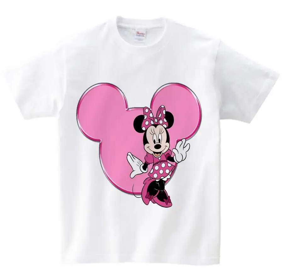 White childreT-shirt Милая футболка с Минни Маус для девочек Детская летняя футболка с короткими рукавами детская футболка из хлопка футболки с круглым вырезом для мальчиков с Микки Маусом - Цвет: White childreT-shirt