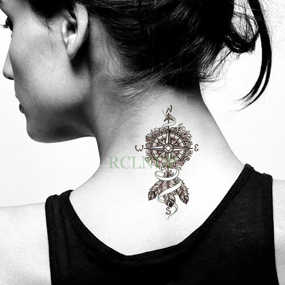 

Waterproof Temporary Tattoo Sticker compass Dreamcatcher Fake Tatto Flash Tatoo Tatouage Wrist Foot Hand Arm For Girl Women Men