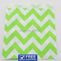 200pcs wide chevron lime green paper party printed candy bags zig zag treat favor snack gift goodie bag choose your colors
