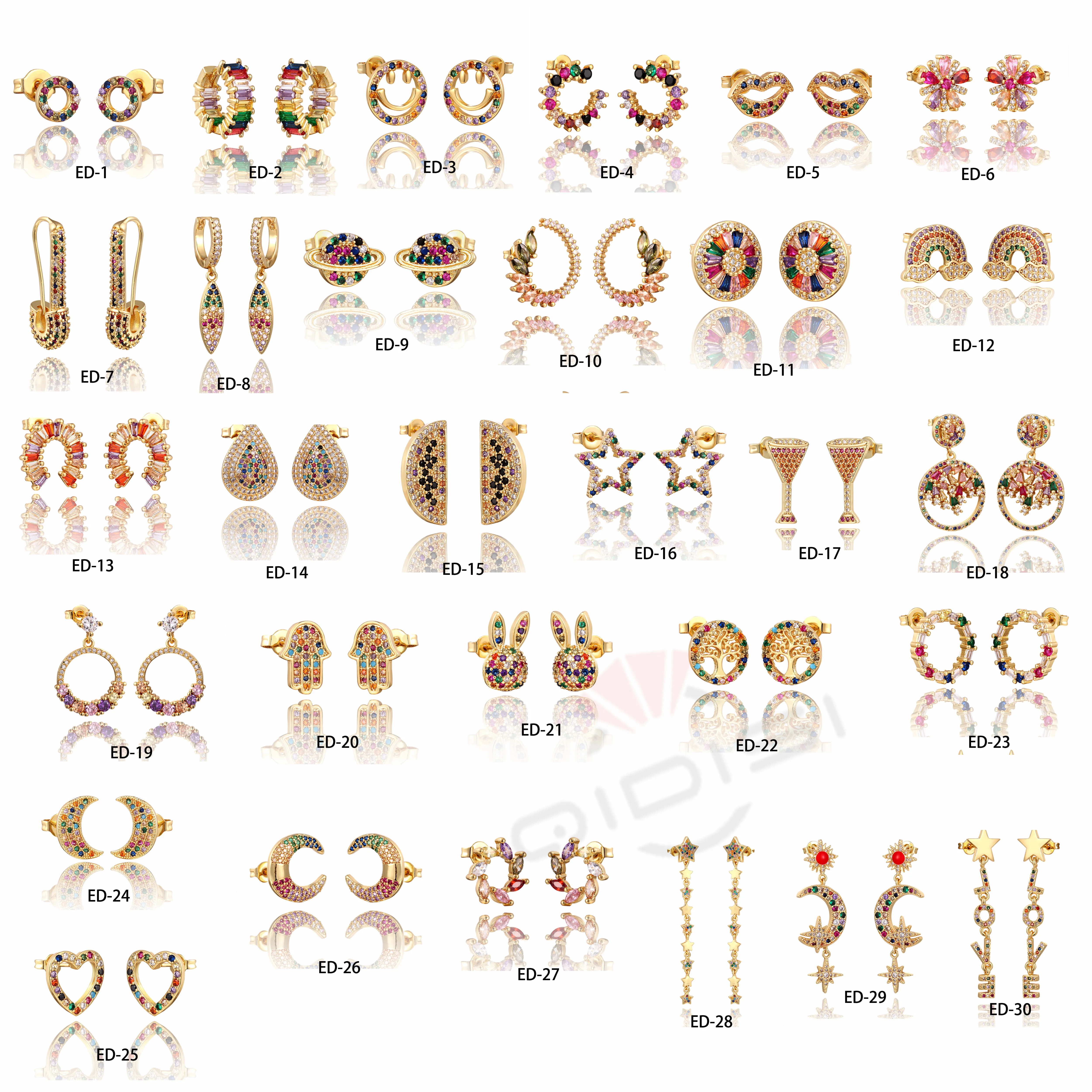 Женские серьги из розового золота 585 пробы с красным фианитом|Серьги-гвоздики| |