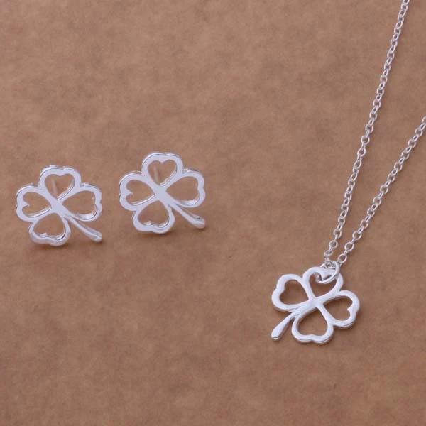 Набор ювелирных изделий с серебряным покрытием серьги 145 + ожерелье 683/aqwajida dpuamhba