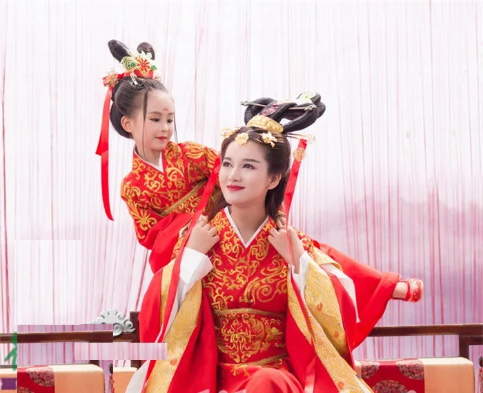 Костюм Красной мамы и дочери Tian Xian Zi наборы Hanfu для тематической фотосъемки набор