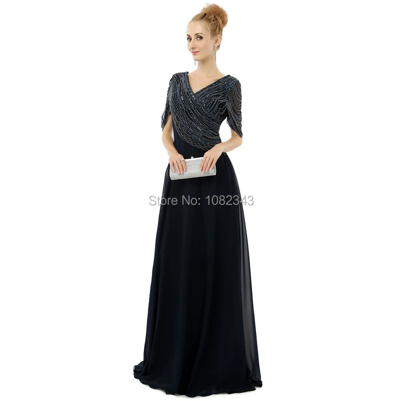 Шифоновое вечернее платье с бусинами блестками V-образным вырезом и коротким