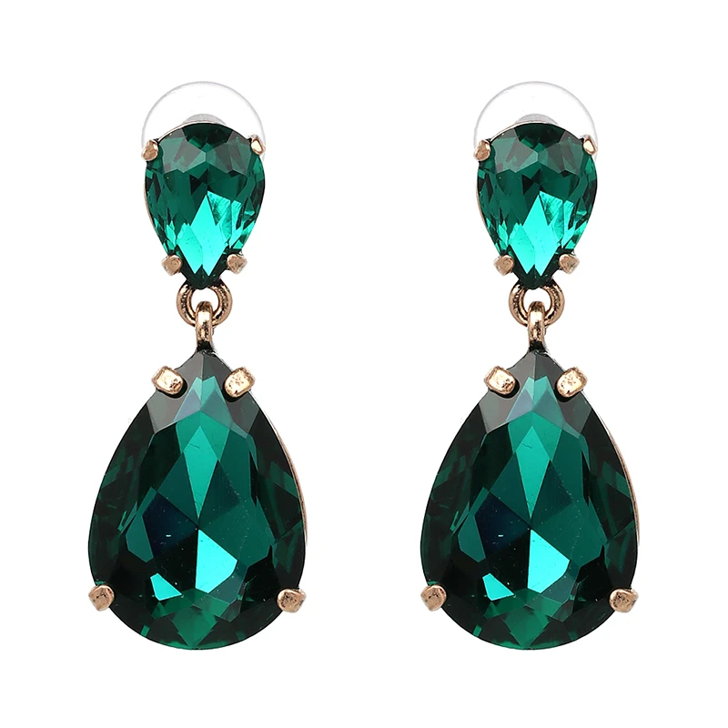Высококачественные Кристальные круглые серьги-подвески со стразами в форме капель воды, модные свадебные ювелирные изделия для женщин, Brincos - Окраска металла: 50048GN