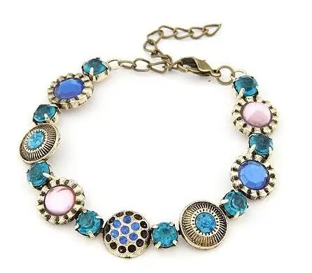 Скидка чешского стиль Coloful хрустальные камни браслет ювелирных изделий