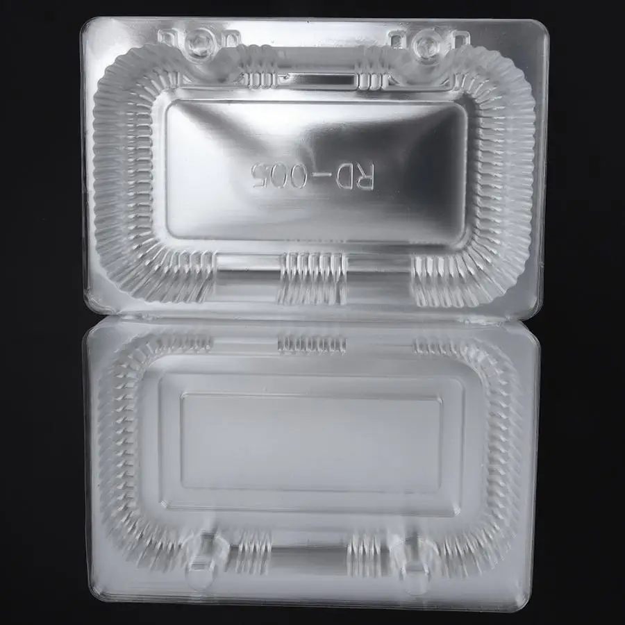 25 Pcs Disposable Plastic Hinged Loaf Container Food Fruit Storage Box Cosmetic Children Kids School Office Portable Bento Box