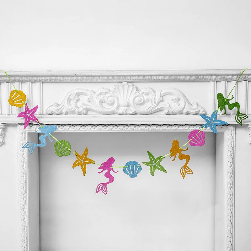 Блестящая Русалка Раковина Морская звезда бумага для баннера гирлянды из