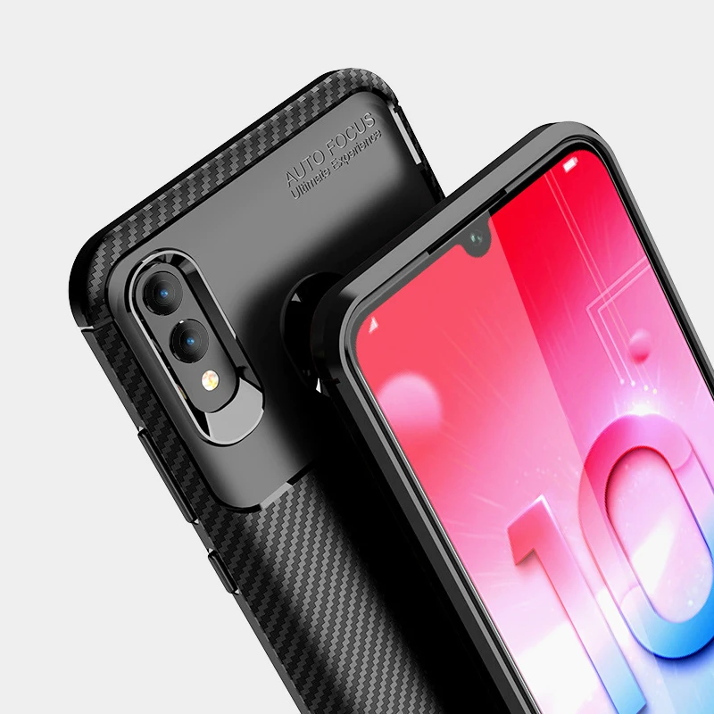 Чехлы для телефонов из углеродного волокна Huawei P Smart 2019 мягкий силиконовый