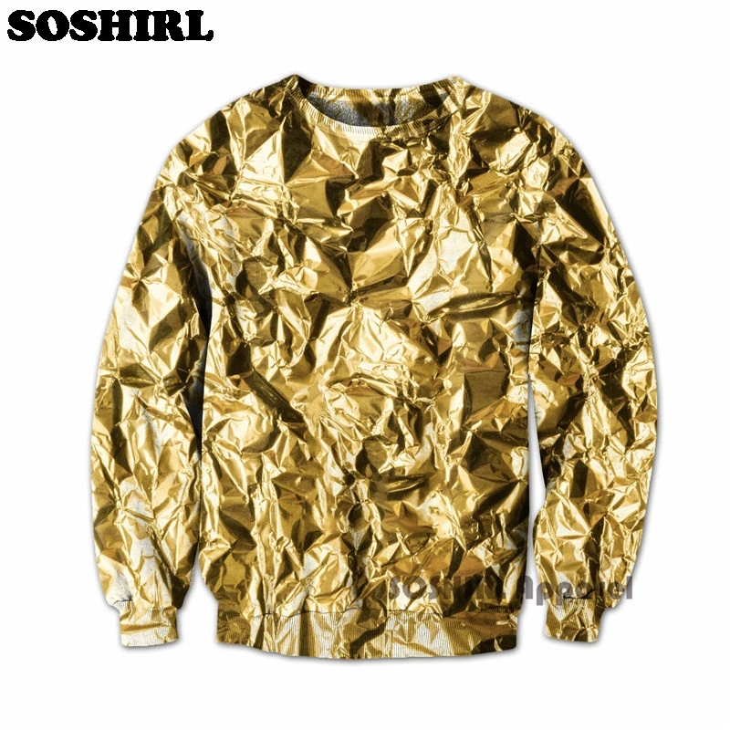 Толстовка SOSHIRL с объемным изображением Золотой оловянной фольги новинка на весну