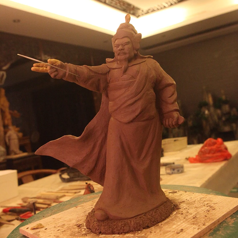 29 см ручная работа глиняная статуя китайская известная персона деревянная
