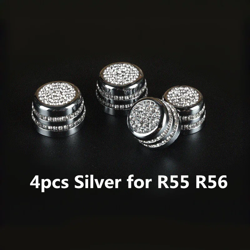 Silver for R55 R56 4 шт. металлический автомобильный освежитель воздуха на выходе регулировочная ручка крышка с кристаллами для Mini Cooper R55 R56 R60 R61 F54 F55 F56 интерьер стиль - Название цвета: Silver for R55 R56