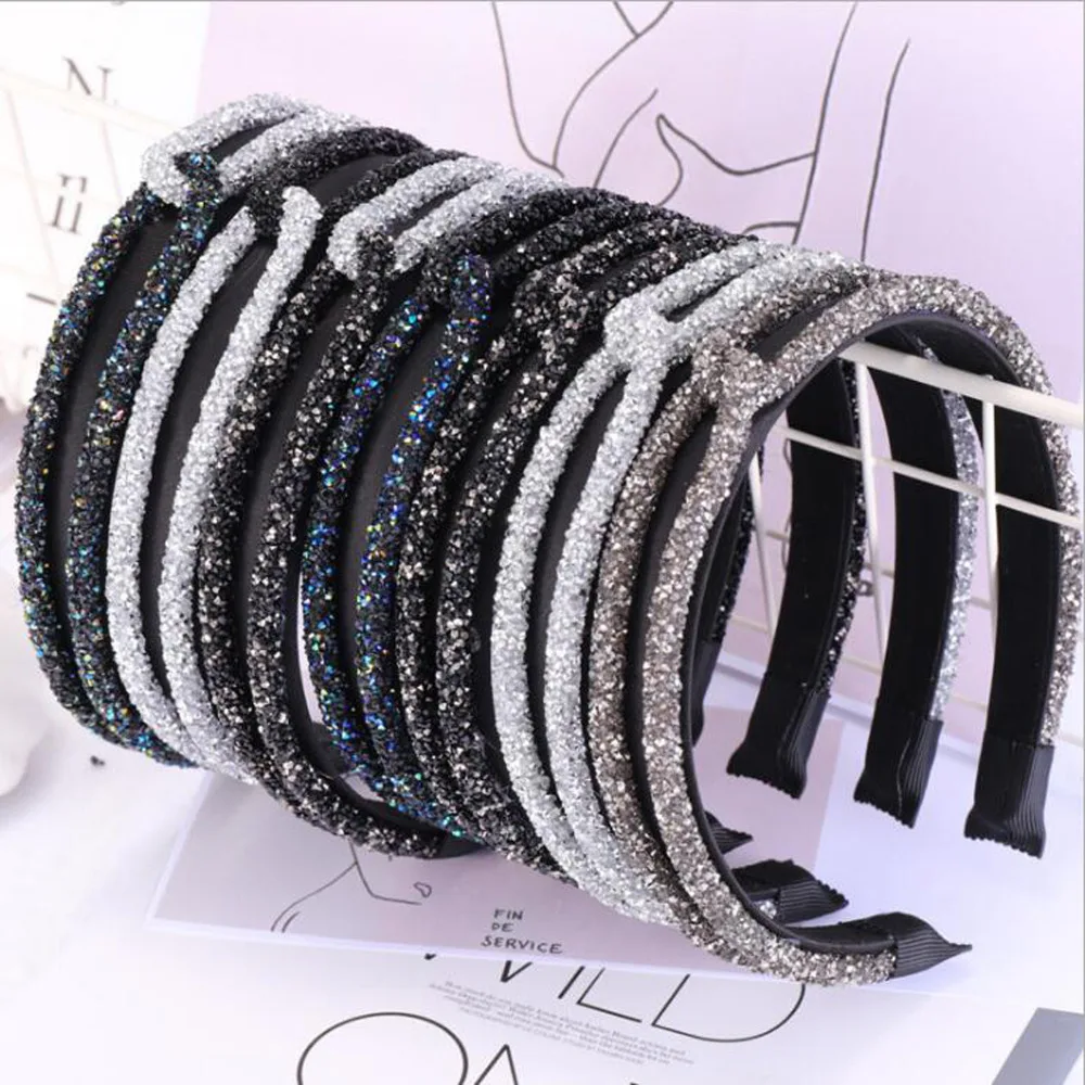 New Fashion Shining Metal Flower Bow Hairband Rhinestone Print Headband High Quality DIY Hair Accessories Jewelry Headwear Women