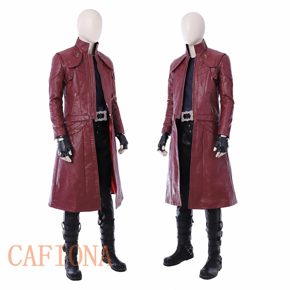 Крутой мужской костюм для косплея кожаное пальто наряды на Хэллоуин длинная